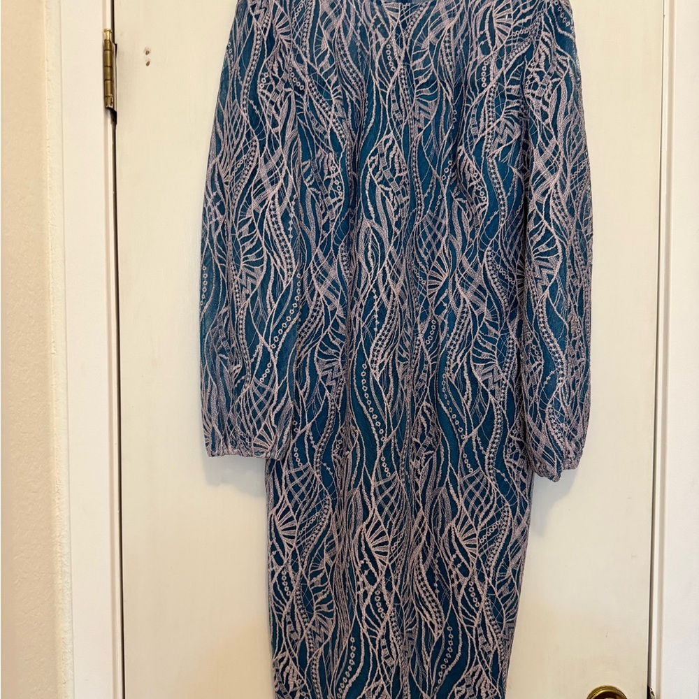 JS Collections Elegant Blue Silver Thread Dress